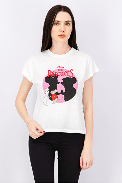 Undiz بلوزة نسائية بطبعة جرافيكية بأكمام قصيرة ورقبة دائرية، باللون الأبيض