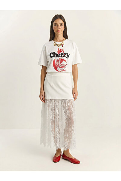 Bianco Lucci Women's Lace Detailed Layered Skirt 8017 60283948