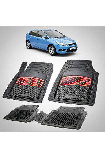 TEAMCAR Πατάκια δαπέδου συμβατά με Ford Focus Mk2 Hatchback 2005-2011 | Κόκκινα