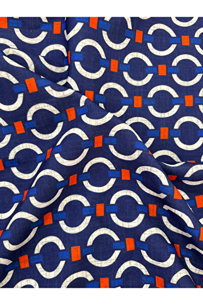 podyum baskı Dark Blue Chain Dabil Fabric for Dresses, Shalwar Suits, Skirts,...