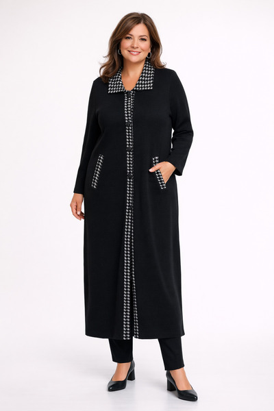 Zeynep Örme Büyük beden desenli orta kalın triko pardesü