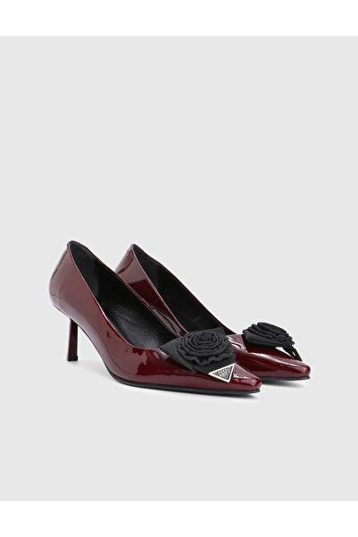 İLVİ Ivena Hakiki Rugan Deri Bordo Kadın Topuklu Ayakkabı