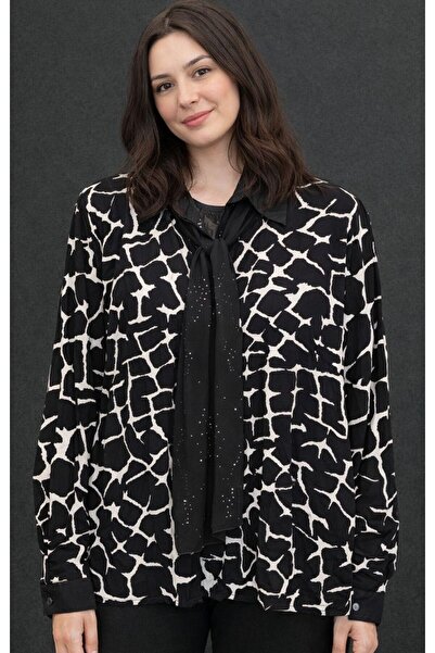 Femina BÜYÜK BEDEN FULARLI KADIN GÖMLEK