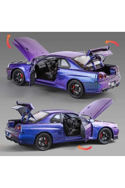 LONDIA Nissan Skyline GTR (R34) 1/24 Ölçek Diecast Model Araba Koleksiyon Hed...