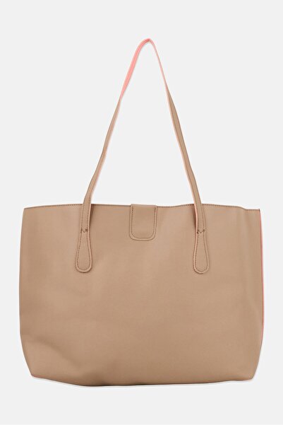 Lucky Bees Women Plain Tote Bag, Tan