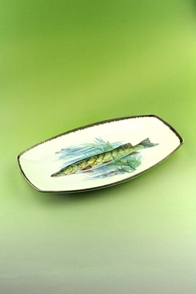 Bursa Porselen Dekor Retro Fish Large Size Porcelain Boat Plate