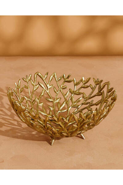 REDTAG وعاء معدني مزخرف بأوراق ذهبية، 13 × 31 سم
