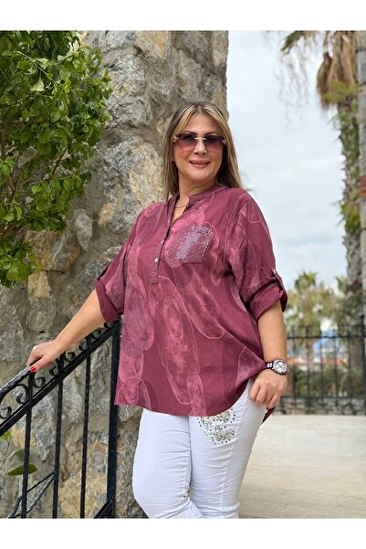 Punta Otantik NC15406 Με σχέδιο Ιταλική Βαμβακερή Μπλούζα Κεράσι