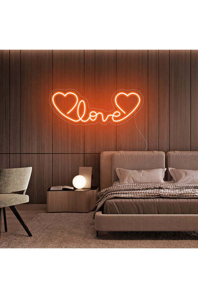 Slasa LOVE LED Neon Sign 50 x 20 cm Orange with 6mm Acrylic Base for Couple &...