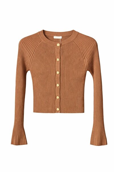 CGA Crew Neck Spanish Sleeve Gold Button Cardigan