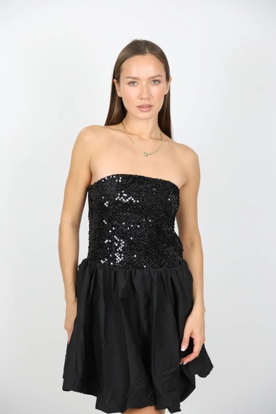 ZT MED Black sequin Strapless dress