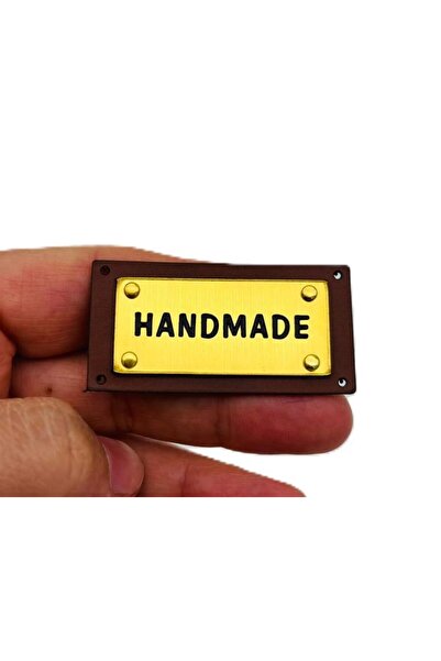 angel çanta aksesuar 5x2,5 εκ. Μεταλλική Χειροποίητη Ετικέτα με Δέρμα