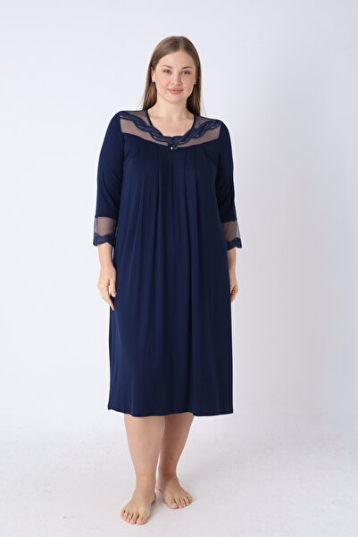 Cotpark Cămașă de noapte cu mânecă lungă din țesătură pieptănată din viscoză ...