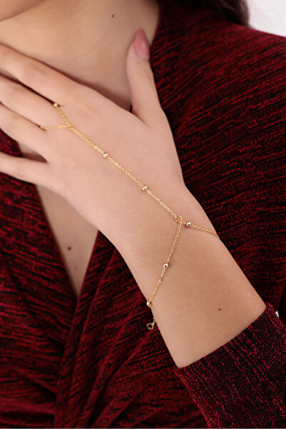 EKİDORA Ball Chain Single Row Women's Shahmeran Bracelet Adjustable Gold Plat...