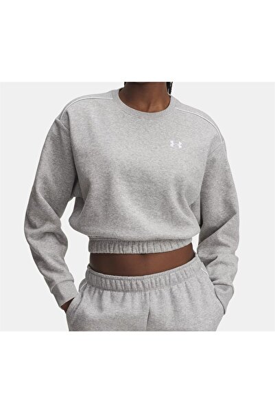 Under Armour Rival Fleece Piped Crewneck Sweatshirt, Cotton Blend, Black (600...