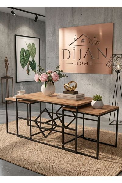 Dijan Home Orta Sehpa Siyah Metal Ayaklı