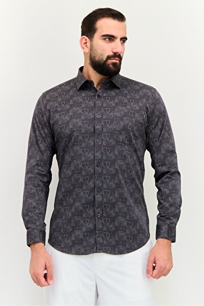 Kenneth Cole Men Slim Fit Allover Print Long Sleeve Casual Shirt, Multicolor