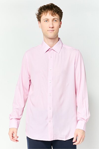 Scotch & Soda قميص رجالي عصري بأكمام طويلة مطبوع بالكامل، لون وردي فاتح