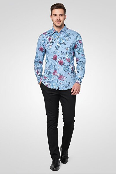 Replay Men Regular Fit Floral Print Long Sleeve Casual Shirt, Multicolor