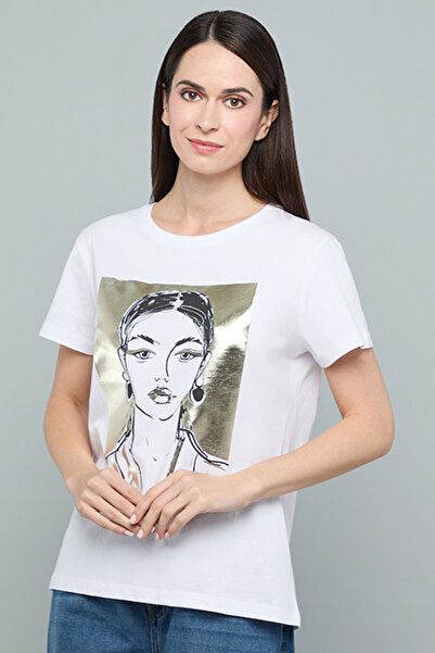 R&B Foil Print T-Shirt with Crew Neck and Short Sleeves