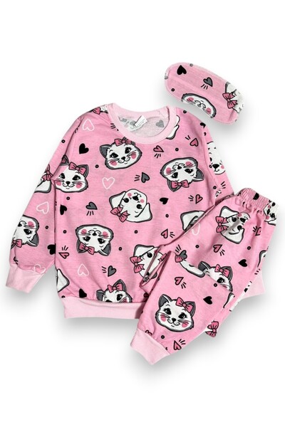 Fil Kids Pijama pentru fete, bumbac piese, culoare roz, pisică inimă de câine...