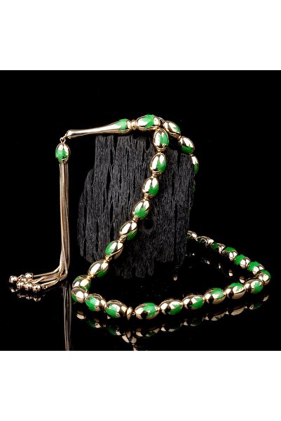 İskender Tesbih Yaprak Desen İşlemeli Altın Tesbih