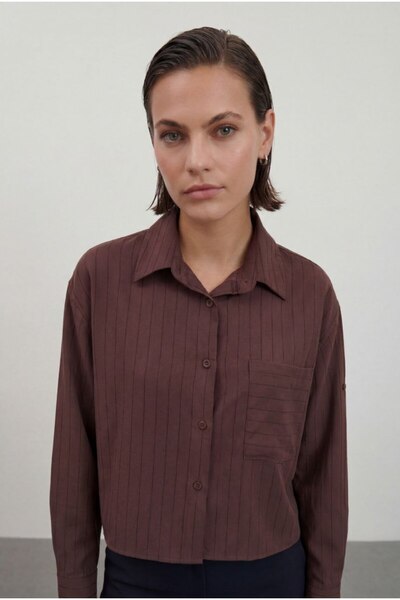 Noi Belis Stripe Detailed Pocketed Woven Shirt Ss26Go0004