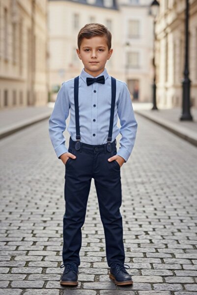 Zaziko Kids Boy's Double Suit with Suspenders and Bow Tie