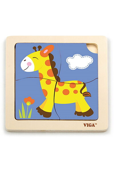Viga Wooden puzzle for kids 4 pieces Giraffe