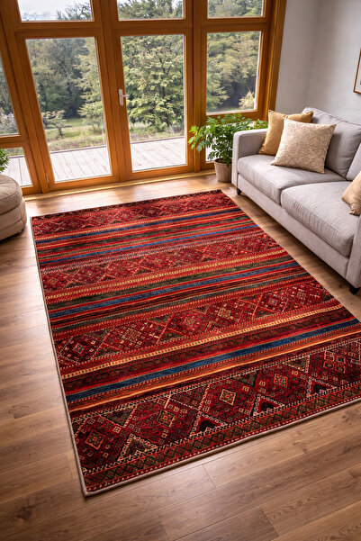 Dally Home Dijital Kaymaz Baskılı Yıkanabilir vintage Salon Halısı Mutfak Hal...
