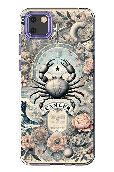 FLAMENKO حافظة هاتف شفافة متوافقة مع هاتف هواوي Y5P من سلسلة كراب منقوش