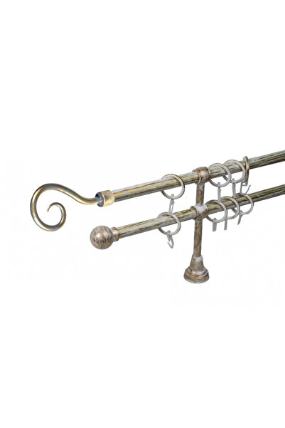 KLEIDECO galerie plastic 16/16 mm INNOVATIE dubla, alb-auriu, 160 cm, capete ...