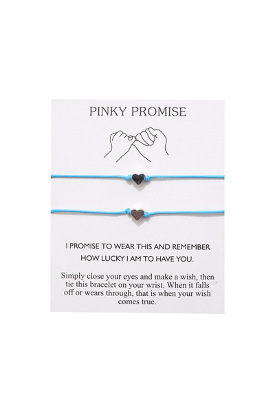 EFAYN.RO Set of 2 pinky promise couple bracelets, silver heart pendant, adjus...