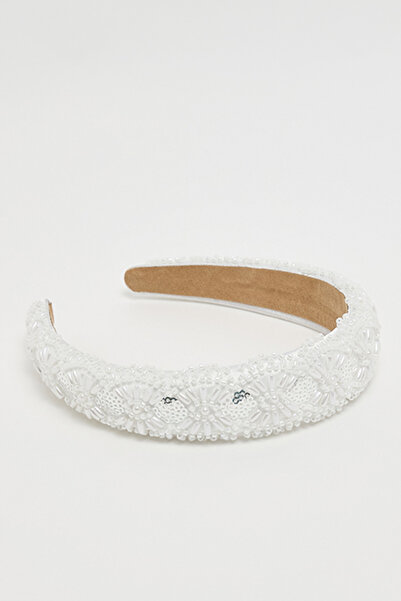 R&B Women's Ivory Embellished Wide Headband