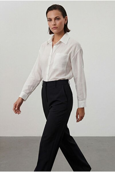 Noi Belis Stripe Detailed Pocketed Woven Shirt Ss26Go0004