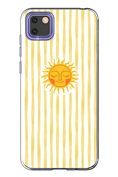 FLAMENKO حافظة هاتف شفافة متوافقة مع هاتف هواوي Y5P باللون الأصفر مخطط سولار ...