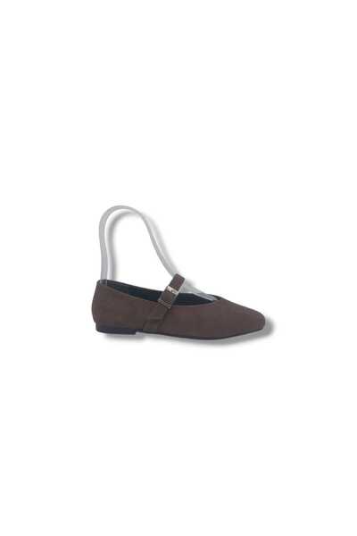 Zerhan 745 Women's Brown Shoes Buckled Suede Ballet Flats