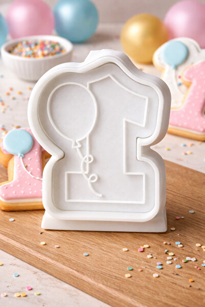 Onflow 1 Year Old Number Cookie Mold with Balloon Detail – for Birthdays & Sp...