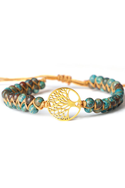 EFAYN.RO Handmade bracelet, gold tree of life pendant, green, unisex, EFAYN