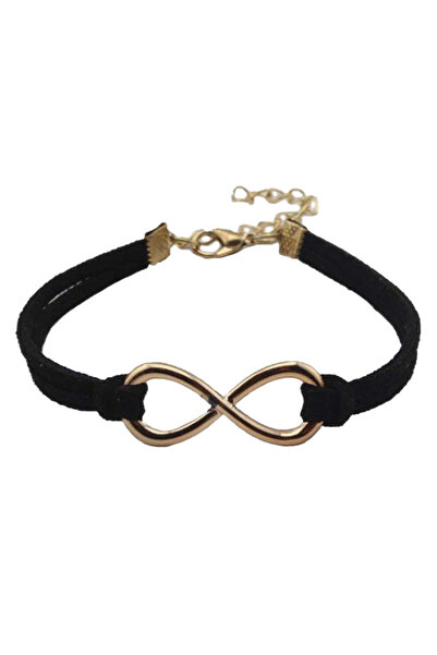 EFAYN.RO Leather bracelet, gold infinity sign pendant, adjustable, made of Le...