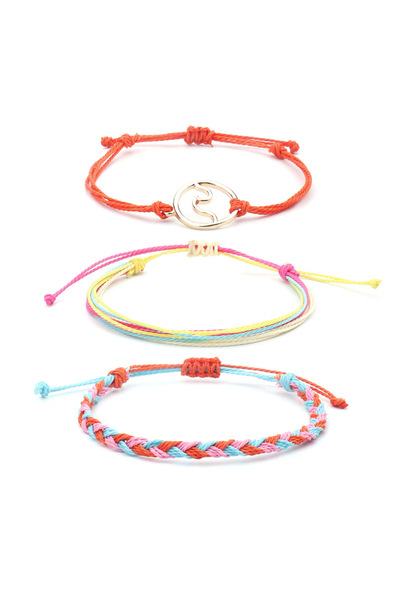 EFAYN.RO Set of 3 women's bracelets, summer model, made of rope, gold wave pe...