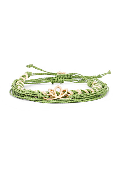 EFAYN.RO Set of 3 women's bracelets, summer model, made of rope, gold lotus f...