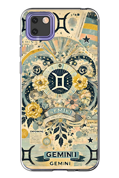 FLAMENKO حافظة هاتف شفافة متوافقة مع هاتف هواوي Y5P من نوع Gemini D منقوش