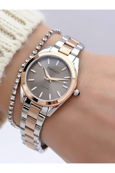 Ferrucci ساعة يد نسائية مقاومة للماء 3 ATM مع سوار فولاذي وضمان لمدة عامين + ...