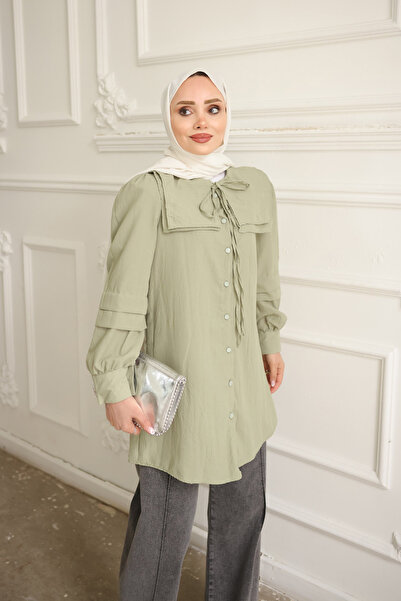 İmajButik Light Khaki Collar Detail Shirt