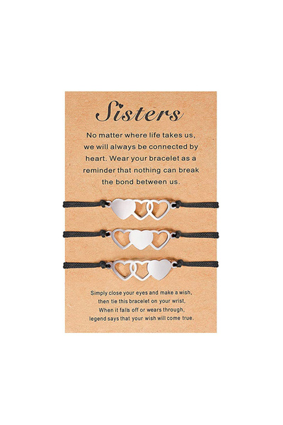 EFAYN.RO Set 3 bratari familie, surori si parinti, pandantiv inima, reglabile...