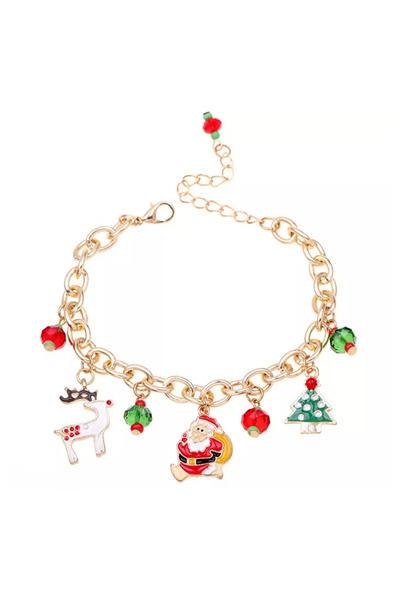 EFAYN.RO Bratara dama Craciun, aurie, cu accesorii multicolore Craciun, regla...