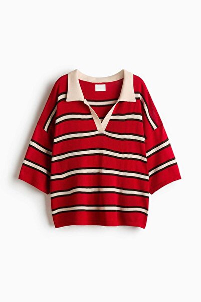 H&M Oversized fine-knit polo shirt