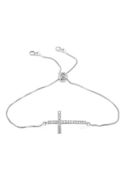 EFAYN.RO Women's bracelet, cross with semi-precious crystals, zirconium, tenn...