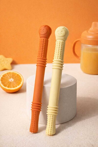 CKM silikon 2-Piece Colorful Straw Set with Teether Feature